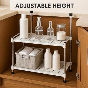 Adjustable Height Bathroom Cabinet for Vanity Organization