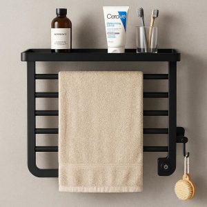Multi-Functional Bathroom Shelf with Towel Warmer Integration